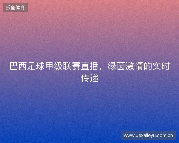 巴西足球甲级联赛直播，绿茵激情的实时传递
